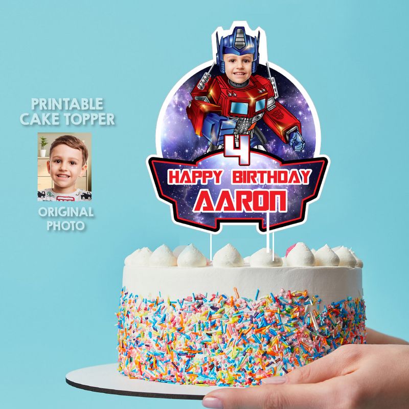 Cake topper of Optimus Prime with photo, Autobots cake topper, Transformers cake topper with photo, Optimus Cake ideas. 2025CT