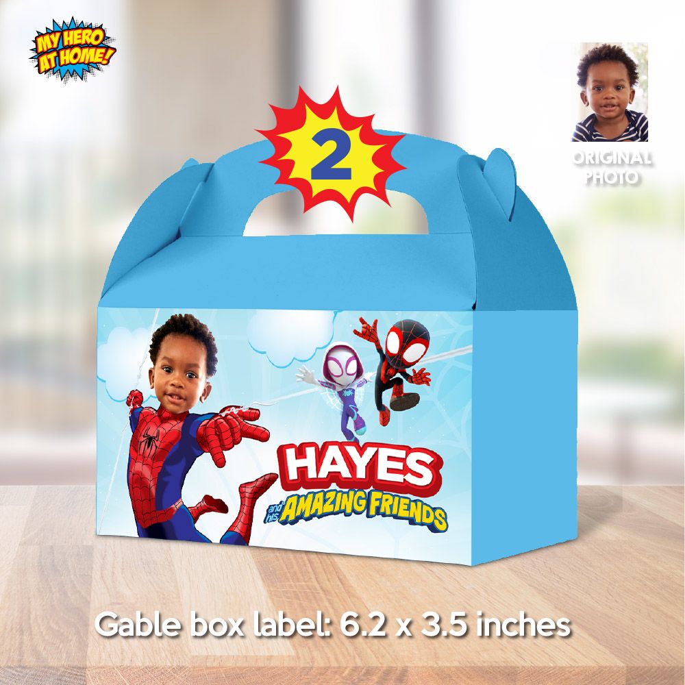 Personalized Spidey Gable Box label, Spidey Gable Box with photo, Spidey Gable Box favors, Spidey Box party favor, Spidey box gift. 740GB