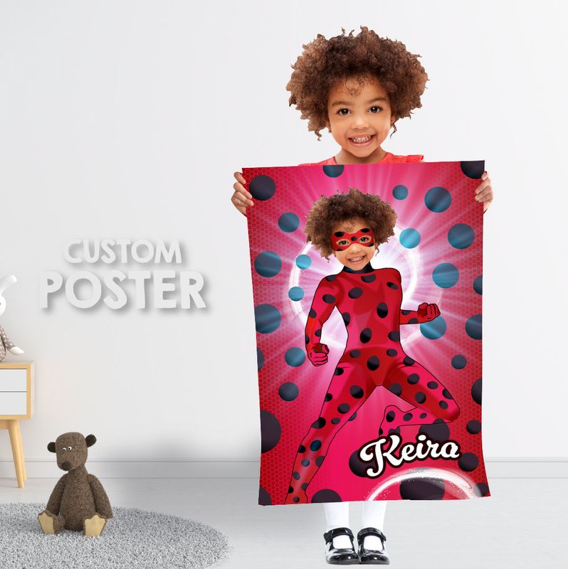 Miraculous Ladybug Photo Poster, Miraculous gift with photo, Miraculous Ladybug Print, Ladybug Wall Decor, Ladybug Decor. 2283PG