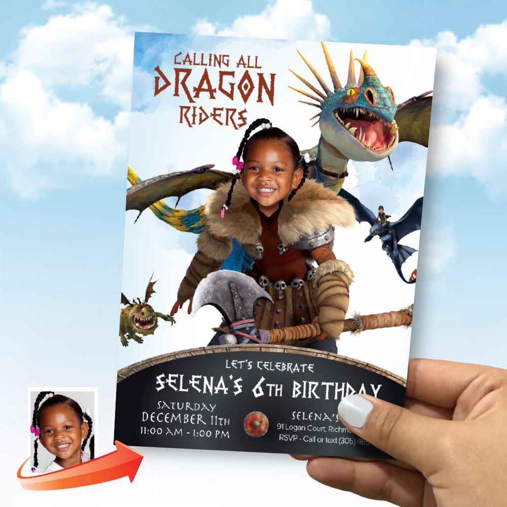 Custom How to Train your Dragon Girl party template with your kid as Astrid, Calling all dragon riders Astrid party template, Astrid Dragon birthday template. 2341IN