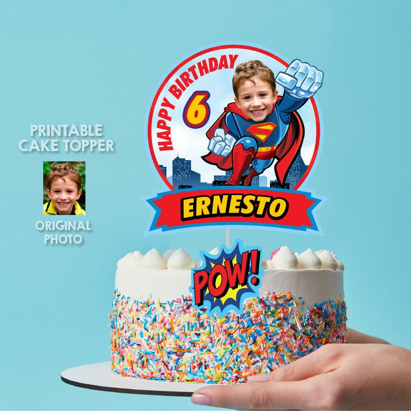 Custom Superman Cake topper, printable Superman cake topper, Superboy cake decor, Superman DIY cake, Little superman themed cake. 2343CT