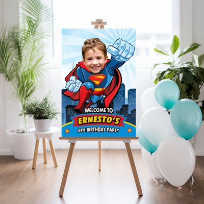 Superman Welcome sign birthday party, Custom Superman welcome party with photo, Superman photo party Signs, Superman birthday Entrance welcome. 2343WS