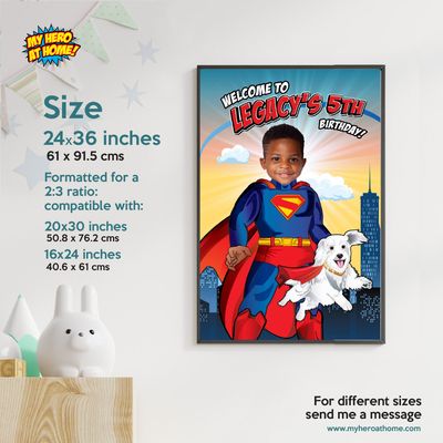 Superman and Krypto Welcome sign with photo, Superman and Krypto welcome party, Superman and Krypto Birthday Sign, Superman Krypto Party Entrance. 2352WS