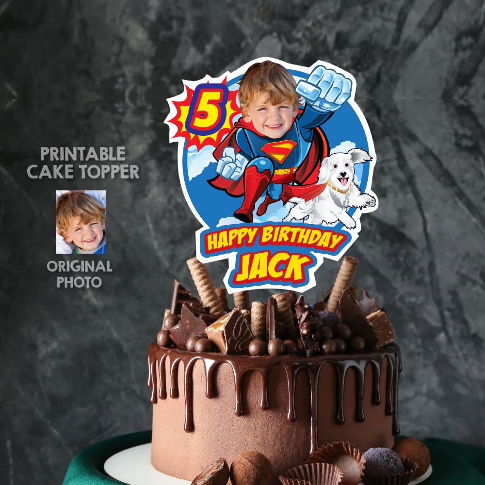 Superman and puppy Krypto party Cake , Superman and pup Krypto printable cake, New Superkid and puppy Krypto birthday cake ideas. 2353CT2