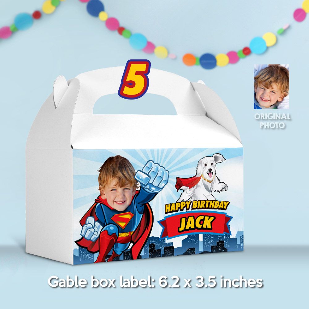 Custom Superman &amp; Krypto Party Favor Boxes, Superman candy box, Krypto candy box, Superhero candy box. 2353GB