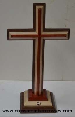 Three Layer Beveled Wooden Table Crosses Two Sided - 8" up to 24"