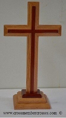 Two Layer Beveled Wooden Table Crosses Two Sided   - 8" up to 24"
