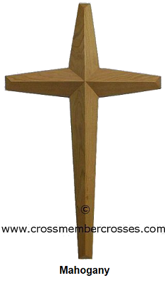 Single Layer Tapered Beveled Wooden Crosses - Mahogany - 72&quot;
