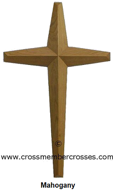 Single Layer Tapered Beveled Wooden Crosses - Mahogany - 84&quot;