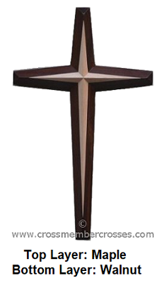 Two Layer Tapered Beveled Wooden Crosses - Maple on Walnut - 84"