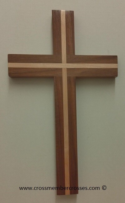 Traditional Inlay Wooden Crosses - Walnut - Maple Inlay