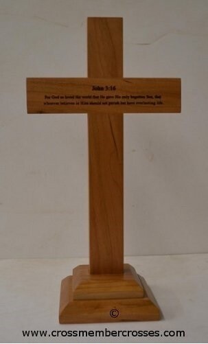 12 Inch Wood Table Cross - John 3:16