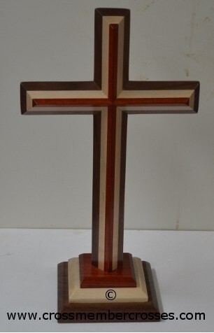 Three Layer Beveled Wood Table Crosses Two Sided