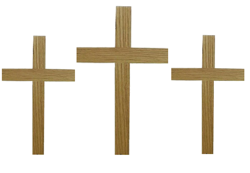 Traditional Wooden Beam Cross - Three Cross Set - Oak