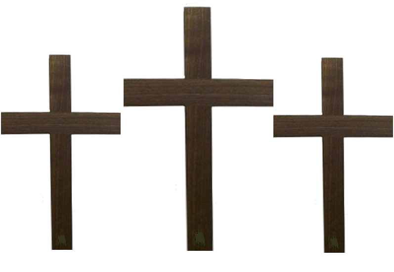 Traditional Wooden Beam Cross - Three Cross Set  - Walnut