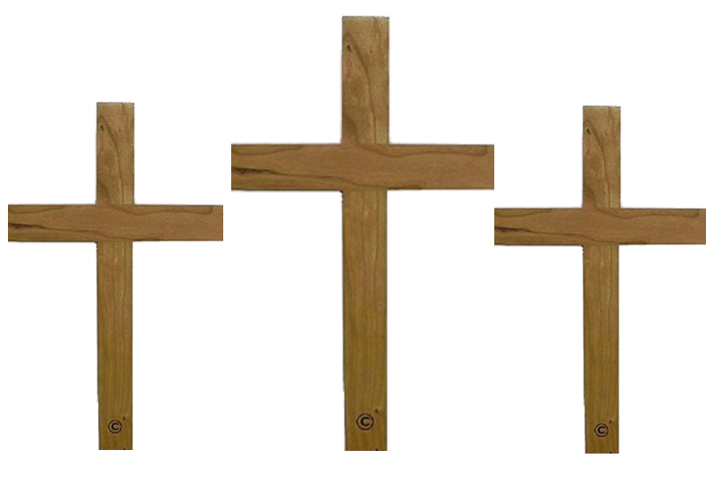 Traditional Wooden Beam Cross - Three Cross Set  - Cherry
