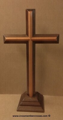Two Layer Beveled Wooden Table Crosses Two Sided - 12"