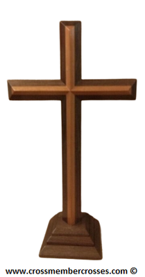 Two Layer Beveled Wooden Table Crosses Two Sided  - 8&quot;