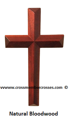 Single Layer Beveled Wooden Crosses -  Natural Bloodwood - 12&quot;
