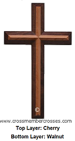 Two Layer Beveled Wooden Crosses - Cherry on Walnut
