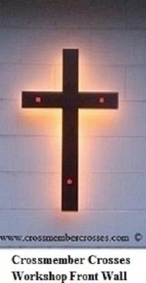 Exterior Mahogany Cross - 3 Stained Glass Inserts - Unfinished - 48&quot;