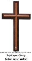 Two Layer Beveled Wooden Crosses - Cherry on Walnut