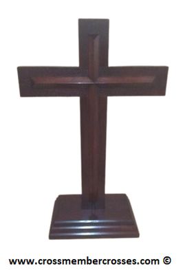 Thick Traditional Wooden Cross Pulpits - Beveled Overlay Cross