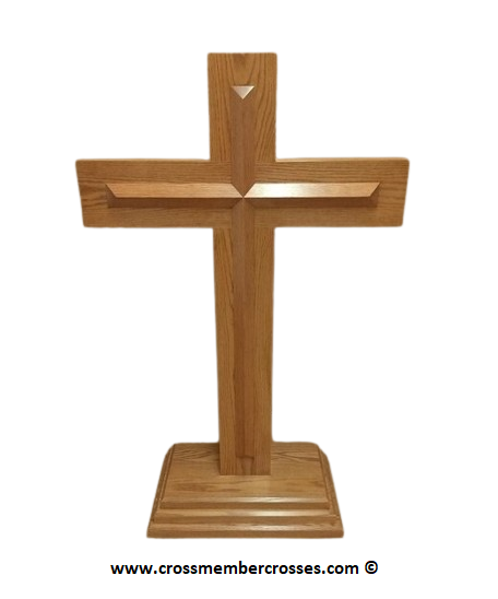 Traditional  Wooden Cross Pulpits - Beveled Overlay Cross