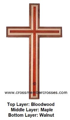 Three Layer Beveled Wood Crosses - 10"