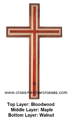 Three Layer Beveled Wood Crosses - 8"