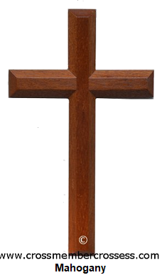 Edge Beveled Traditional Wooden Cross / Mahogany / 8"-10'-12" / 20% Discount