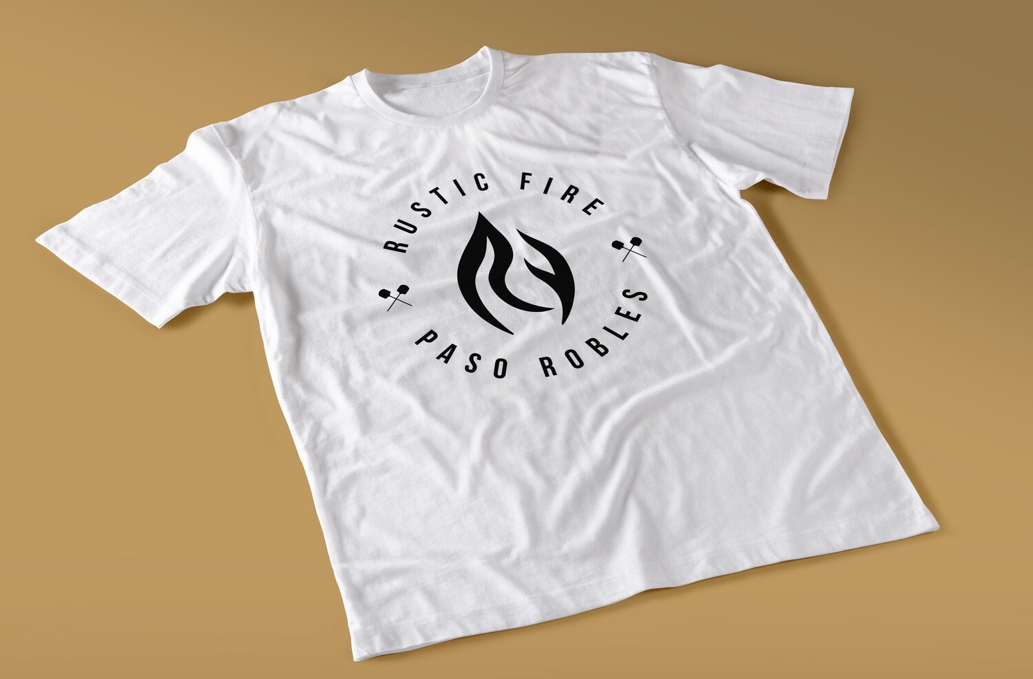 Rustic Fire Black logo White Tee