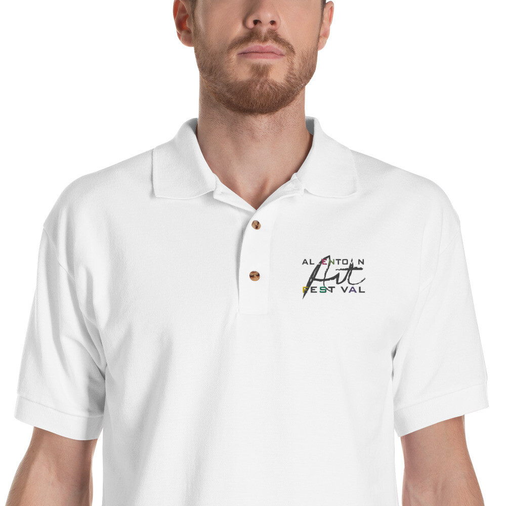 Allentown Art Festival Embroidered Polo Shirt, Color: White, Size: S