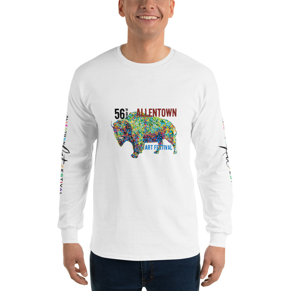 56th Allentown Art Festival - Long Sleeve T-Shirt - Printing Front &amp; Sleeves, Color: White, Size: S