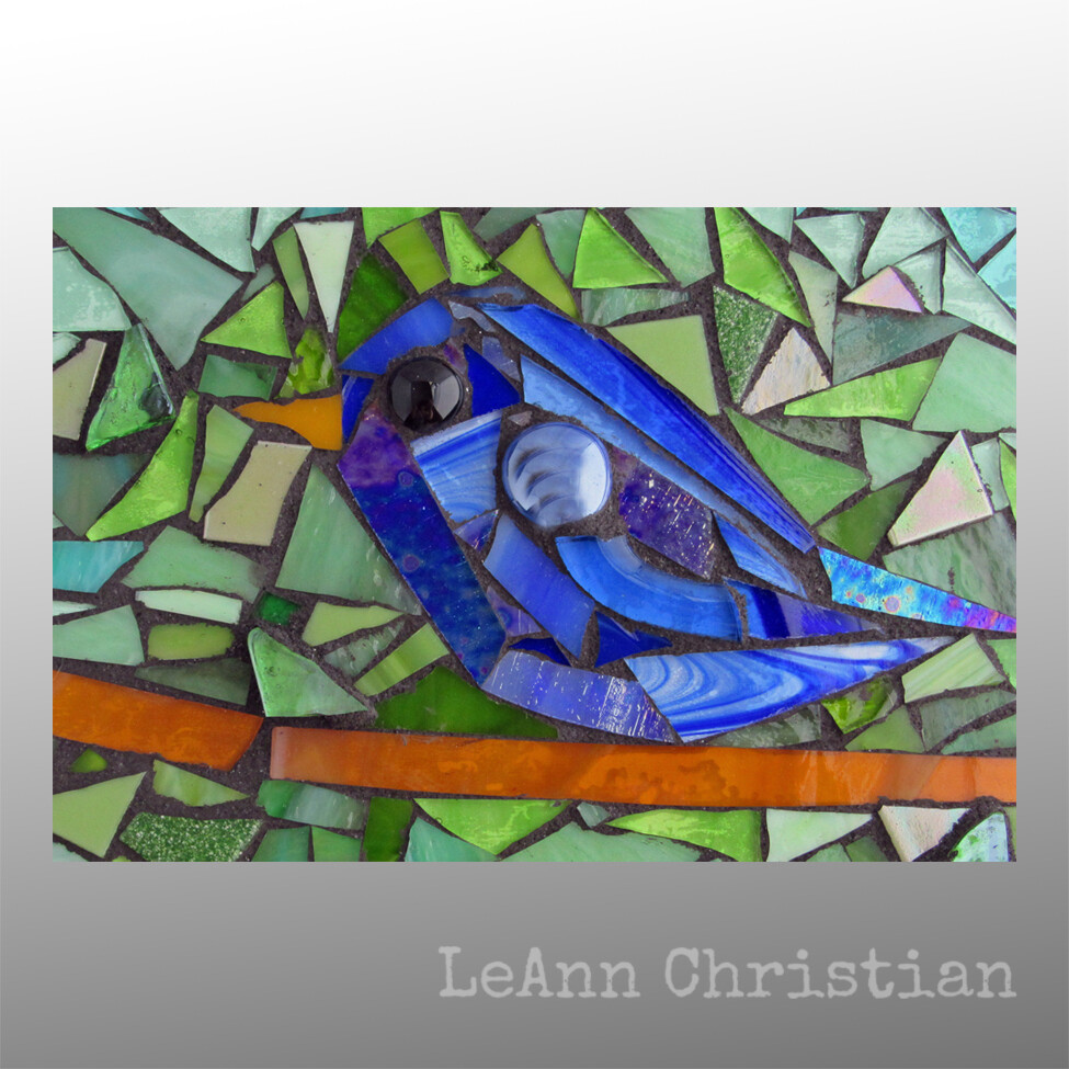 mosaic print magnets - blue bird