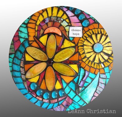 mosaic print glass cutting board-choose hope