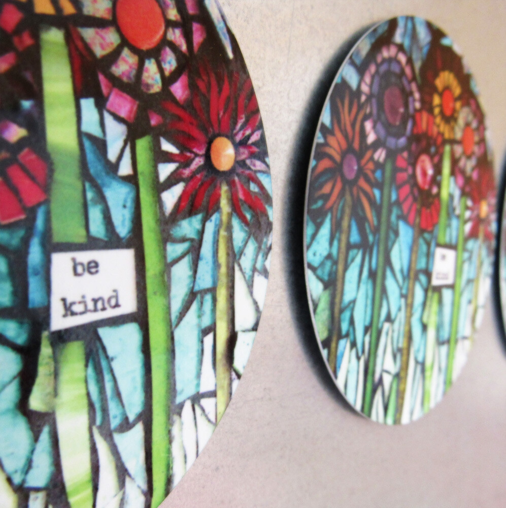 mosaic print magnets - round