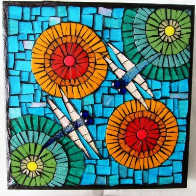 glass mosaic - dragonflies
