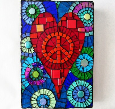 glass mosaic - peace heart
