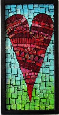 glass mosaic - red heart