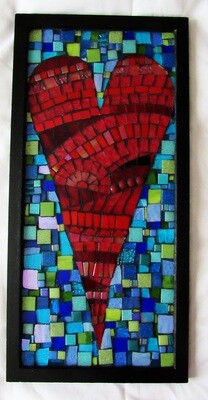 glass mosaic - red heart