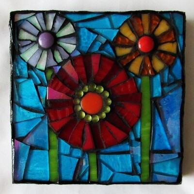 glass mosaic - colorful flowers