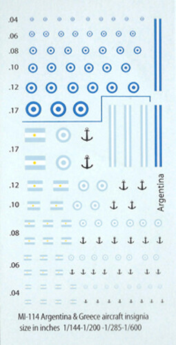 TDC60 WW2 Greek, 80's Argentine markings. Argentine markings include black anchors for naval units.