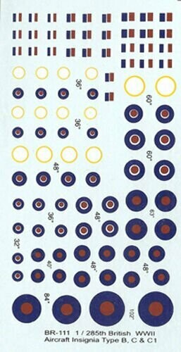 TDC07 British WWII Type B, C, C1 roundels.