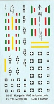 TDC58 WW2 Hungarian insignia, markings and unit codes for Fw-190, Me-210/41