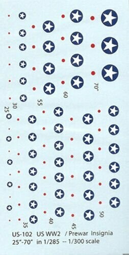 TDC82 US WWI and early WWII insignia. 2 pc decal, red centre dot is separate