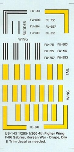 TDC103 Korean War F-86 stripes and buzz numbers