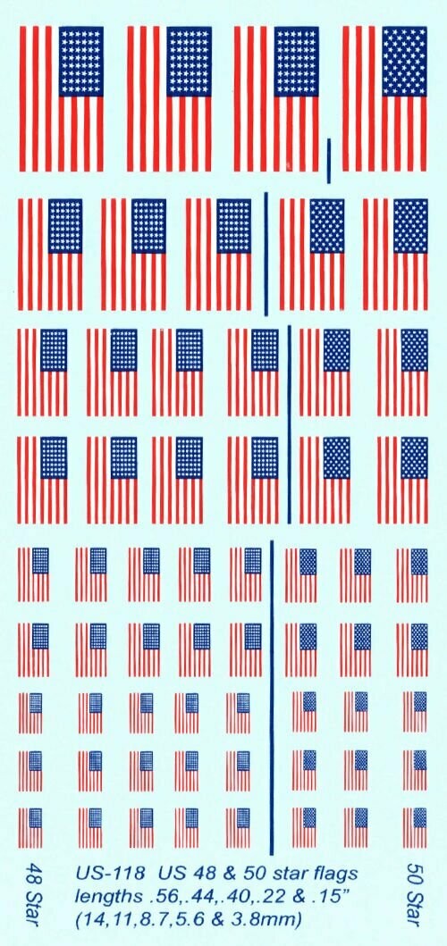 TDC89 Medium US 48 & 50 Star Flag - lengths 7/16 & 6/16"(11 &14mm)