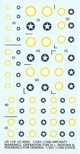 TDC100 US WW2 white star/ blue field / yellow surround, Torch landings to Sept'43 markings