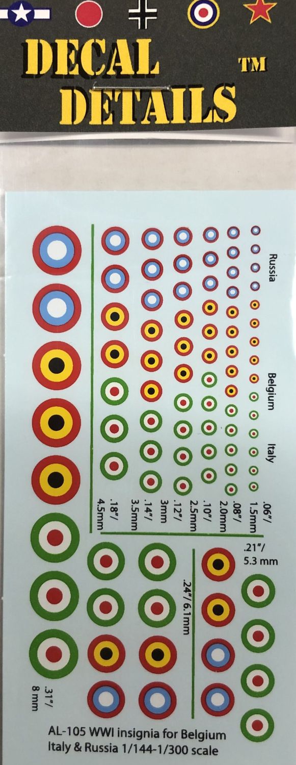 TDC02 WW1 Roundels for Russian, Italian & Belgian aircraft